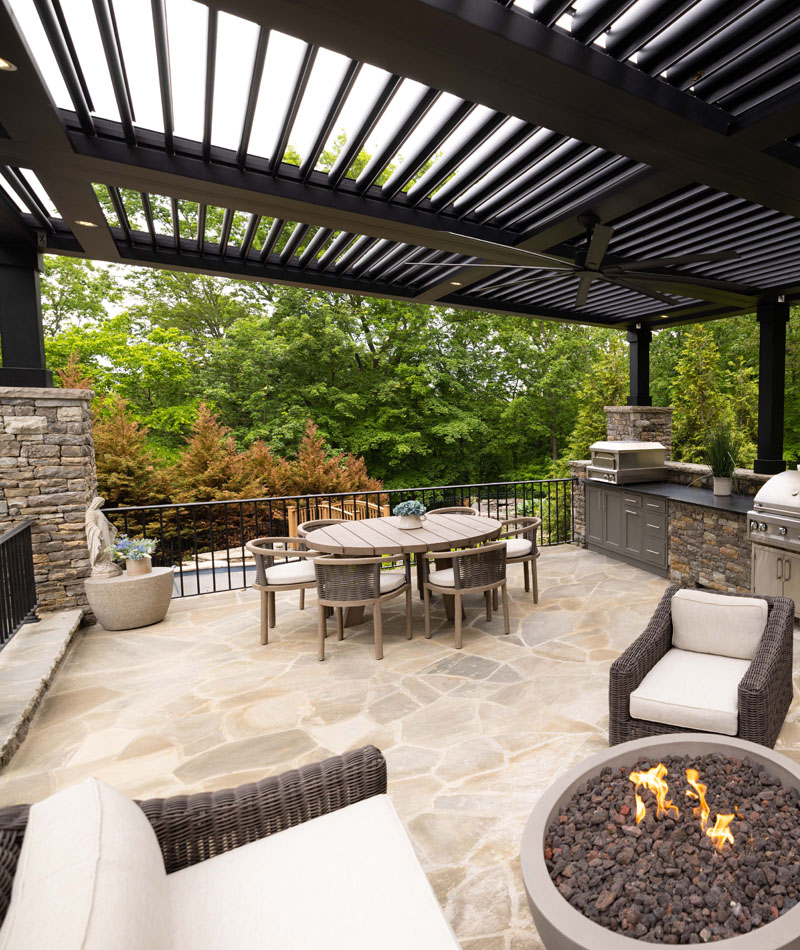 StruXure motorized pergola outdoor seating area StruXure motorized pergola outdoor seating area