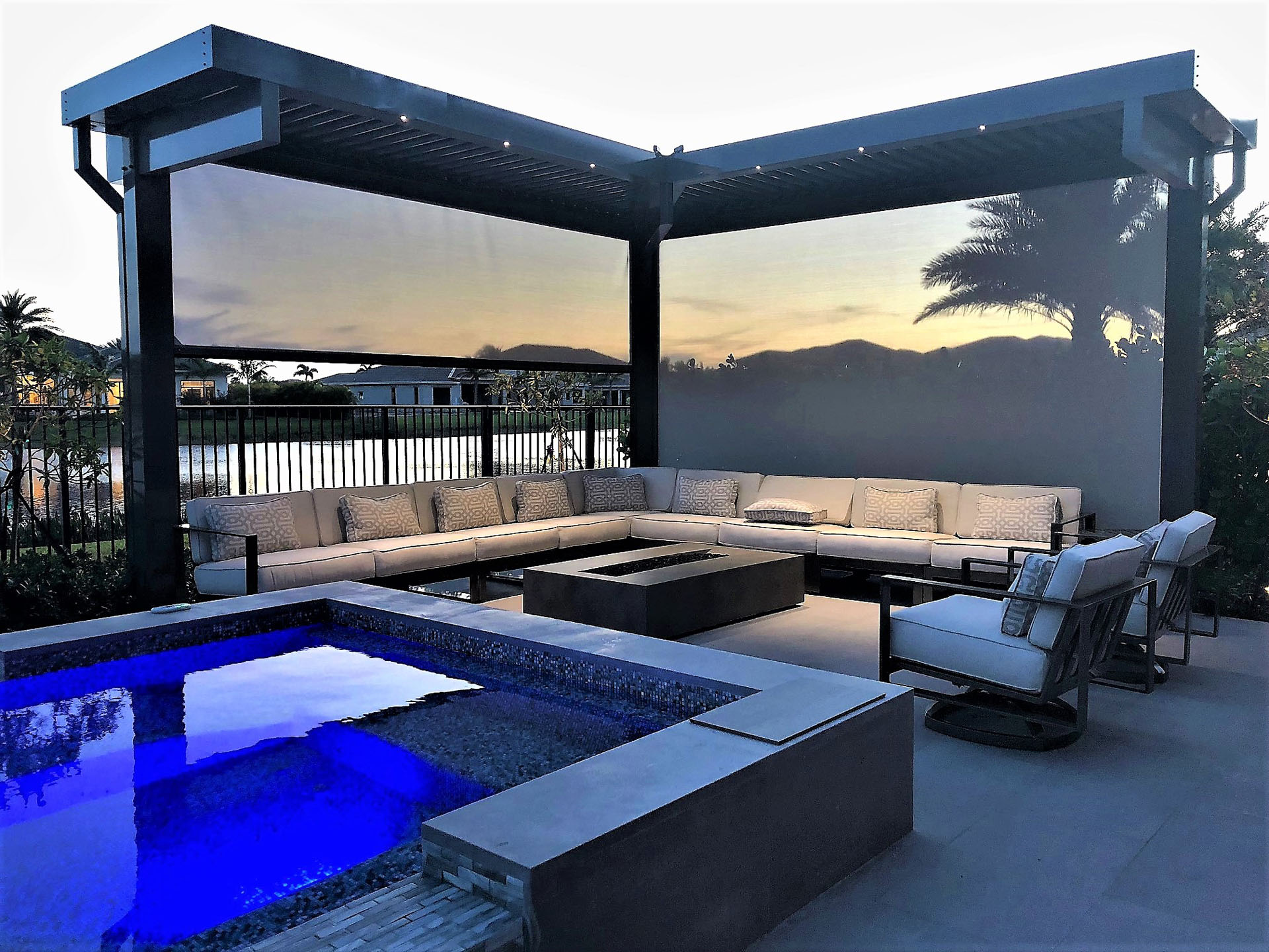 MagnaTrack poolside motorized screens pergola MagnaTrack poolside motorized screens pergola