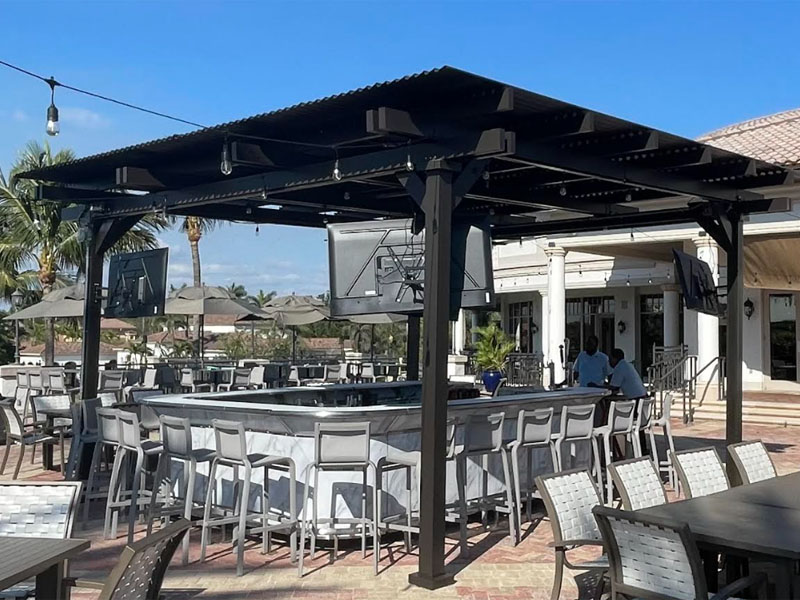 Motorized aluminum pergola rooftop bar country club Motorized aluminum pergola rooftop bar country club