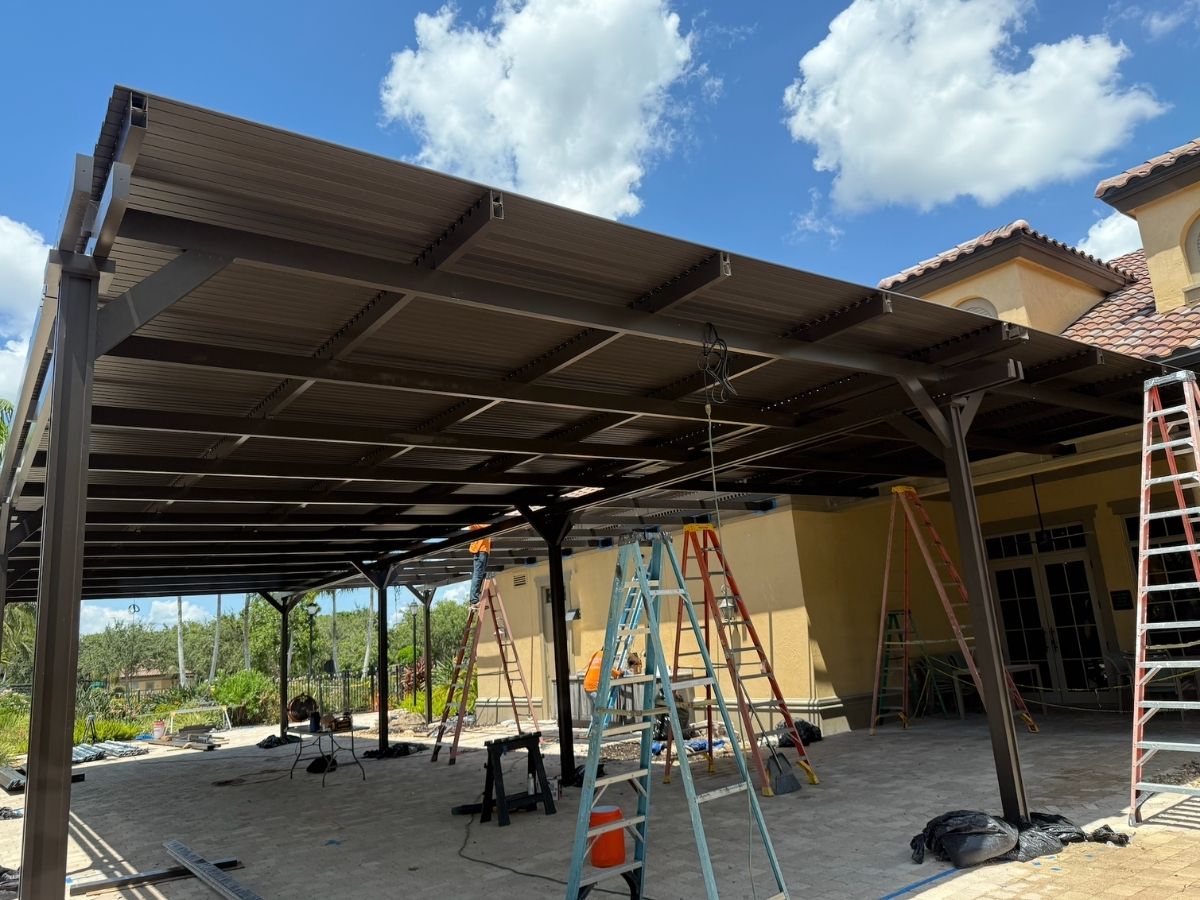 Players Club Spa pergola construction underneath view